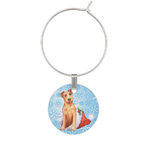 Happy Howlidays Irish Terrier Wine Glass Charm