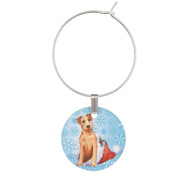 Happy Howlidays Irish Terrier Wine Glass Charm (Third Charm)