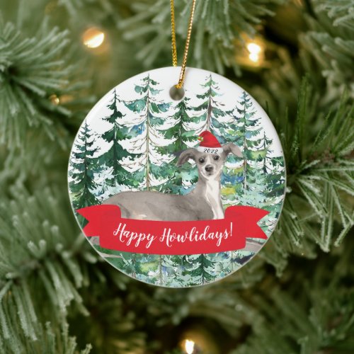 Happy Howlidays Italian Greyhound Dog Christmas Or Ceramic Ornament