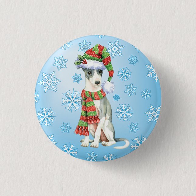 Happy Howlidays Italian Greyhound Pinback Button (Front)