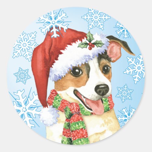 Happy Howlidays Jack Russell Terrier Classic Round Sticker