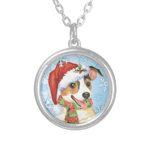 Happy Howlidays Jack Russell Terrier Silver Plated Necklace