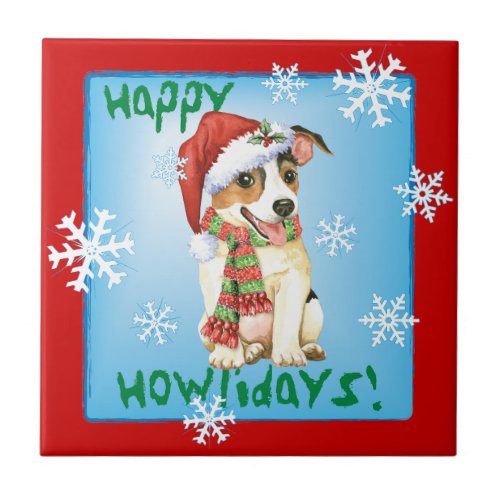 Happy Howlidays Jack Russell Terrier Tile