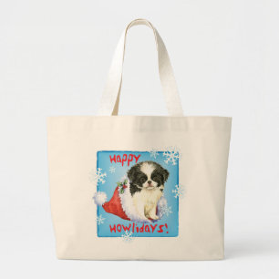 Happy Howlidays Japanese Chin Large Tote Bag