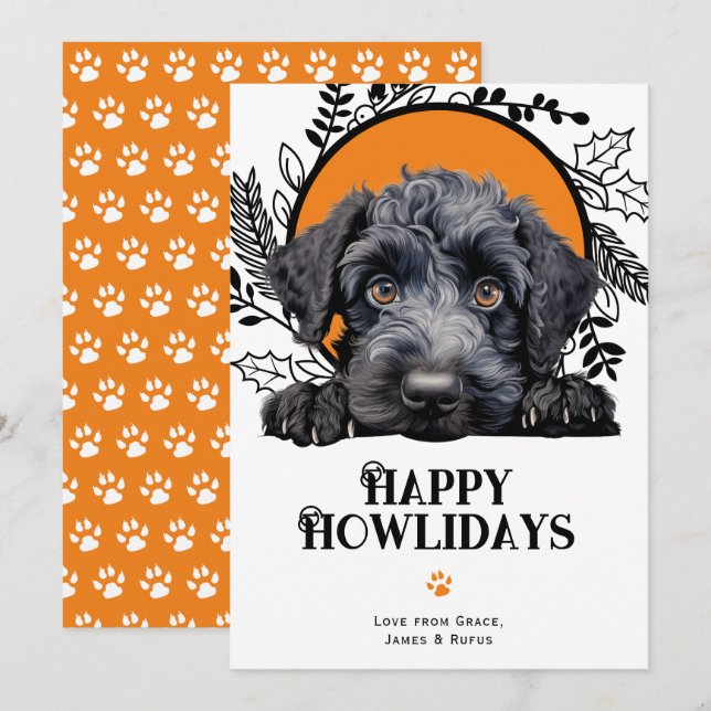Happy Howlidays Kerry Blue Terrier Christmas Holiday Card (Front/Back)
