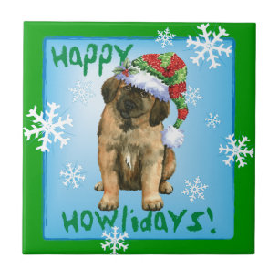Happy Howlidays Leonberger Ceramic Tile
