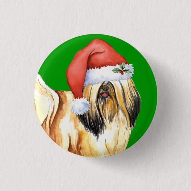 Happy Howlidays Lhasa Apso Button (Front)