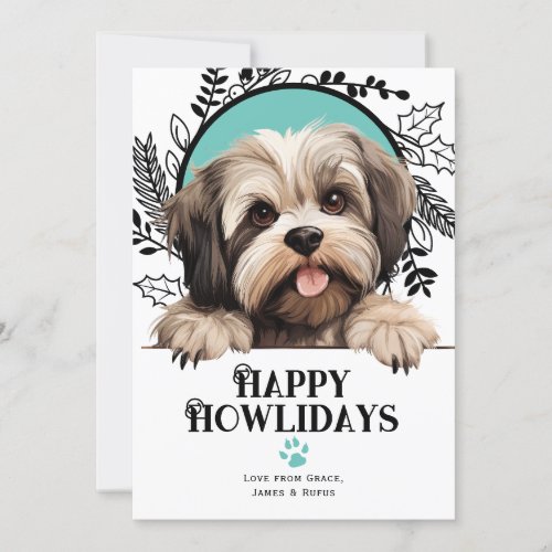 Happy Howlidays Lhasa Apso Dog Christmas Holiday Card