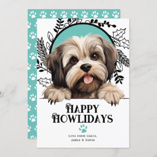 Happy Howlidays Lhasa Apso Dog Christmas Holiday Card