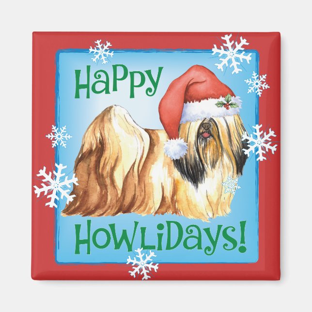 Happy Howlidays Lhasa Apso Magnet (Front)