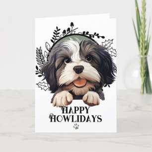 Happy Howlidays Lowchen Dog Christmas Holiday Card