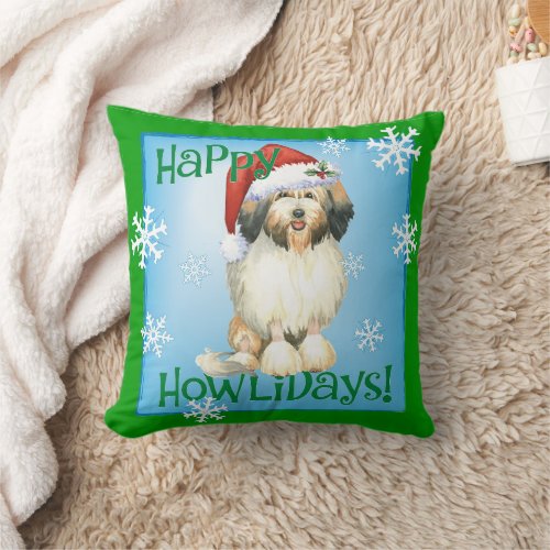 Happy Howlidays Lwchen Throw Pillow