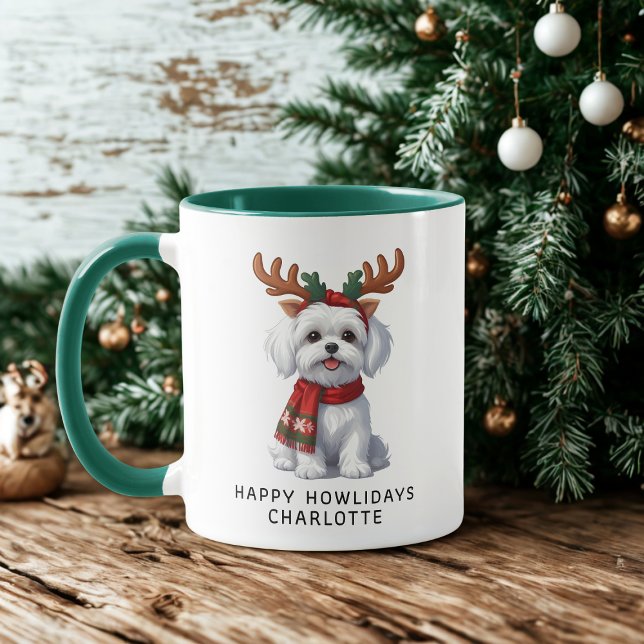 Happy Howlidays Maltese Dog Christmas Coffee Mug (Creator Uploaded)