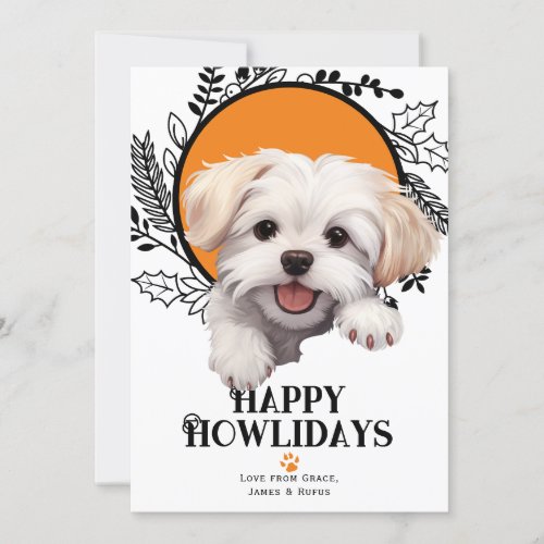 Happy Howlidays Maltese Dog Christmas Holiday Card