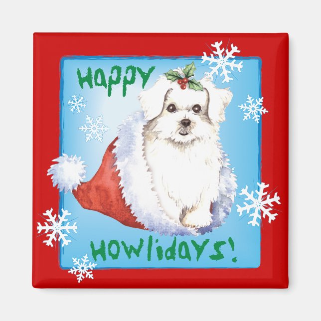Happy Howlidays Maltese Magnet (Front)