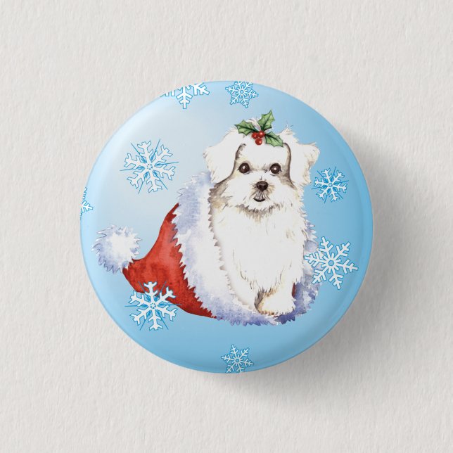 Happy Howlidays Maltese Pinback Button (Front)