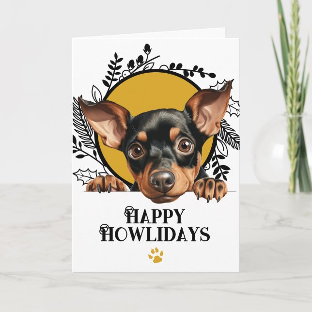 Happy Howlidays Manchester Terrier Dog Christmas Holiday Card (Front)