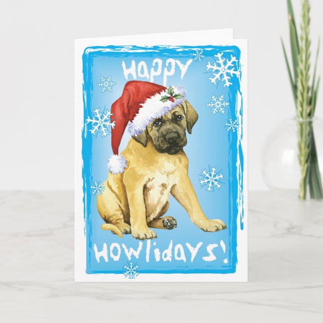 Happy Howlidays Mastiff Holiday Card (Front)