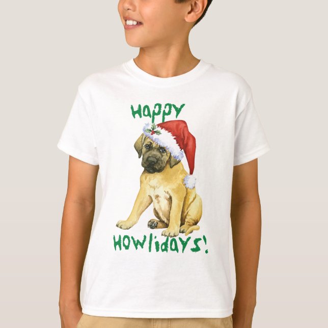 Happy Howlidays Mastiff T-Shirt (Front)