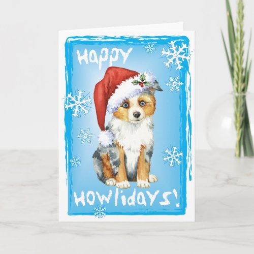 Happy Howlidays Mini American Shepherd Holiday Card