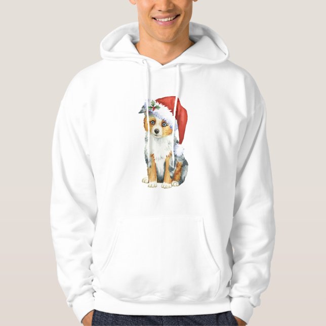 Happy Howlidays Mini American Shepherd Hoodie (Front)