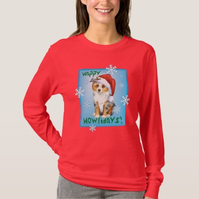 Happy Howlidays Mini American Shepherd T-Shirt