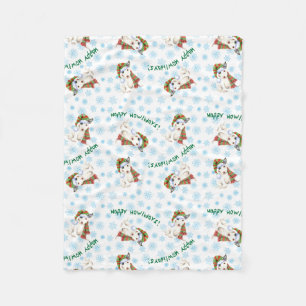 Happy Howlidays Mini Bull Terrier Fleece Blanket