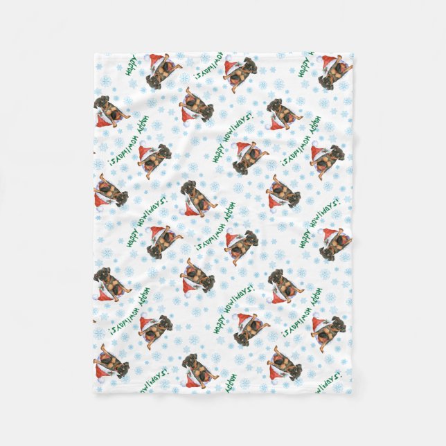 Happy Howlidays Miniature Pinscher Fleece Blanket (Front)