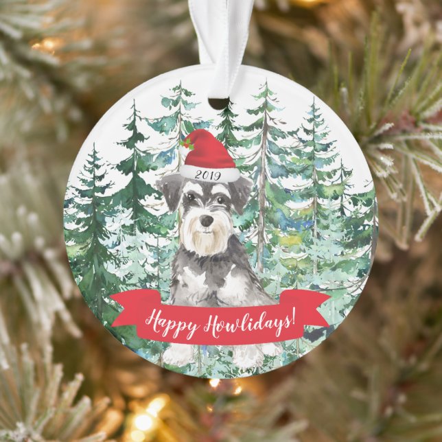 Happy Howlidays Miniature Schnauzer Dog Christmas Ornament (Tree)