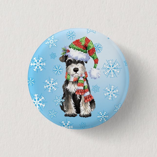 Happy Howlidays Miniature Schnauzer Pinback Button (Front)