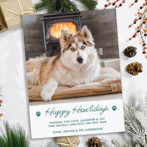 Happy Howlidays Modern Cute Pet Dog Photo Holiday Postcard