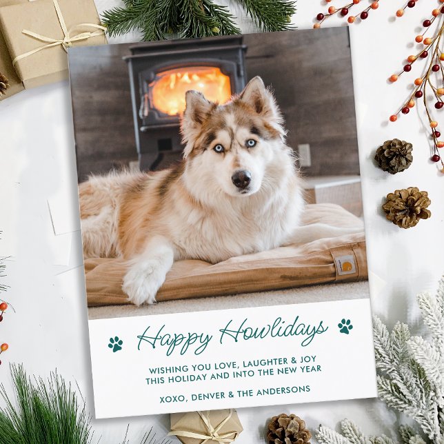 Happy Howlidays Modern Cute Pet Dog Photo Holiday Postcard (Creator Uploaded)