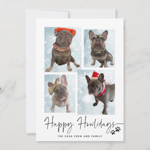 Happy Howlidays  Modern Four Photo Collage Holiday Card