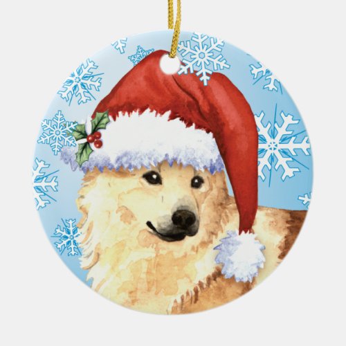 Happy Howlidays Norwegian Buhund Ceramic Ornament