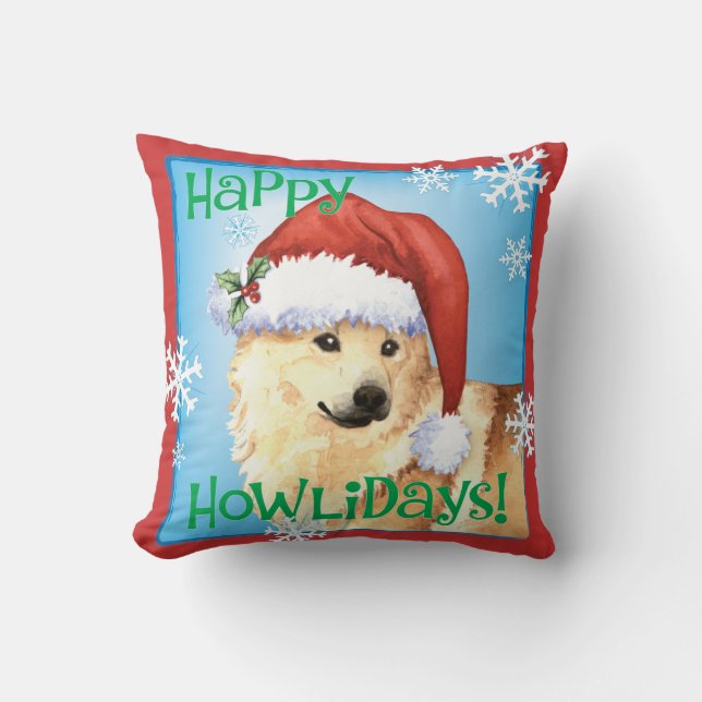Happy Howlidays Norwegian Buhund Throw Pillow (Front)