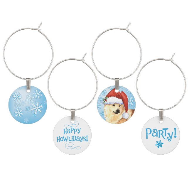 Happy Howlidays Norwegian Buhund Wine Charm (Staggered)