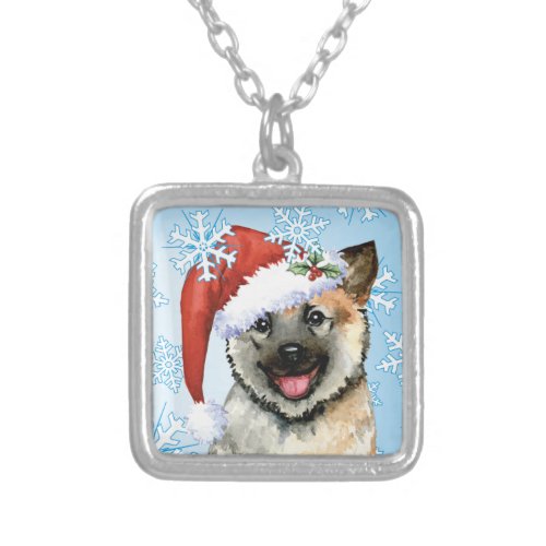 Happy Howlidays Norwegian Elkhound Silver Plated Necklace