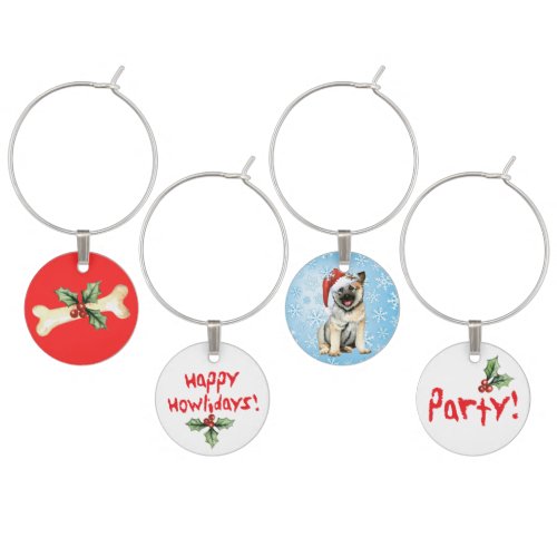 Happy Howlidays Norwegian Elkhound Wine Charm