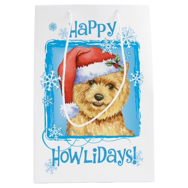 Happy Howlidays Norwich Terrier Medium Gift Bag (Front)