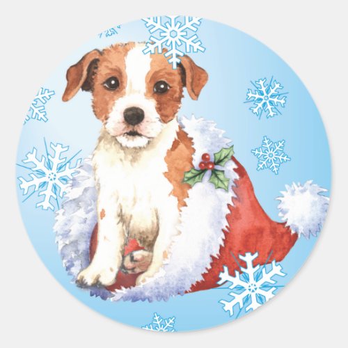 Happy Howlidays Parson Russell Terrier Classic Round Sticker