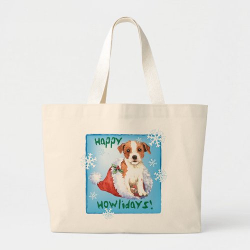 Happy Howlidays Parson Russell Terrier Large Tote Bag