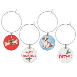Happy Howlidays Parson Russell Terrier Wine Glass Charm
