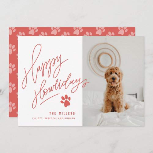 Happy Howlidays Paw Pet Dog Christmas Photo Holiday Card