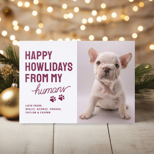 Happy Howlidays Paw Print Letterpress Photo Cards