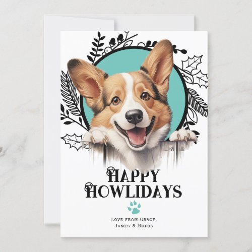 Happy Howlidays Pembroke Welsh Corgi Dog Christmas Holiday Card