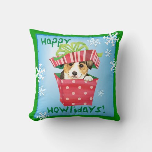 Happy Howlidays Pembroke Welsh Corgi Throw Pillow