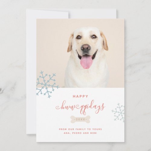 Happy Howlidays Pet Christmas Photo Dog Snowflake Holiday Card