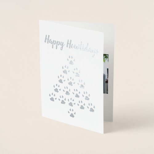 Happy Howlidays Pet Dog Christmas Holiday Photo Foil Card