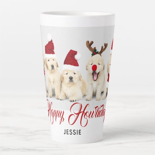 Happy Howlidays Pet Dog Holiday Photo  Christmas Latte Mug