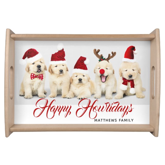 Happy Howlidays Pet Dog Holiday Photo | Christmas Serving Tray (Front)